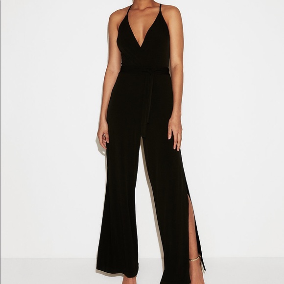 black jumpsuit with side slits
